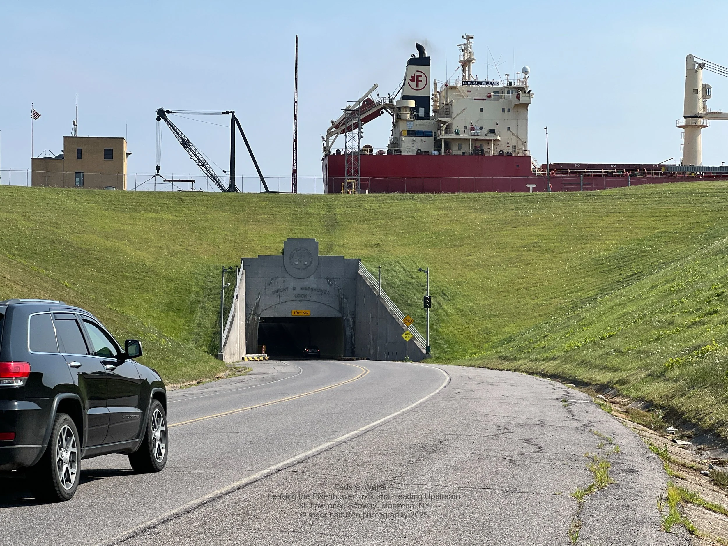 Leaving the Eisenhower Lock and heading upstream to the Great Lakes