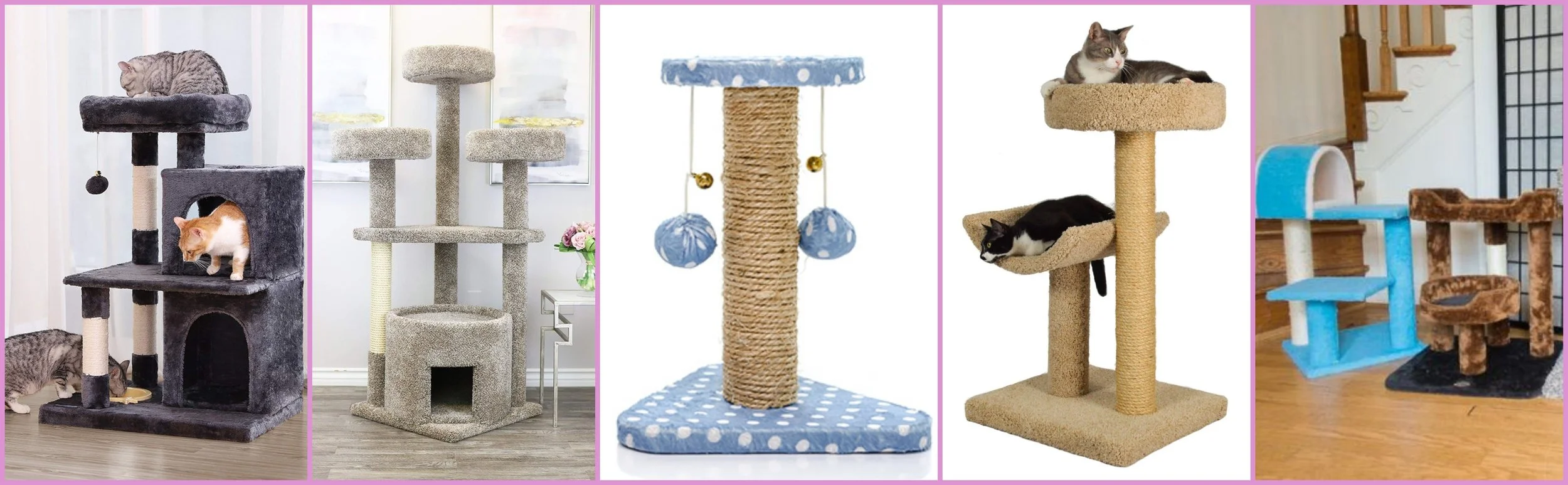 Different types of man-made Cat Trees - Provide entertainment, stimulation and keeps couches safe.