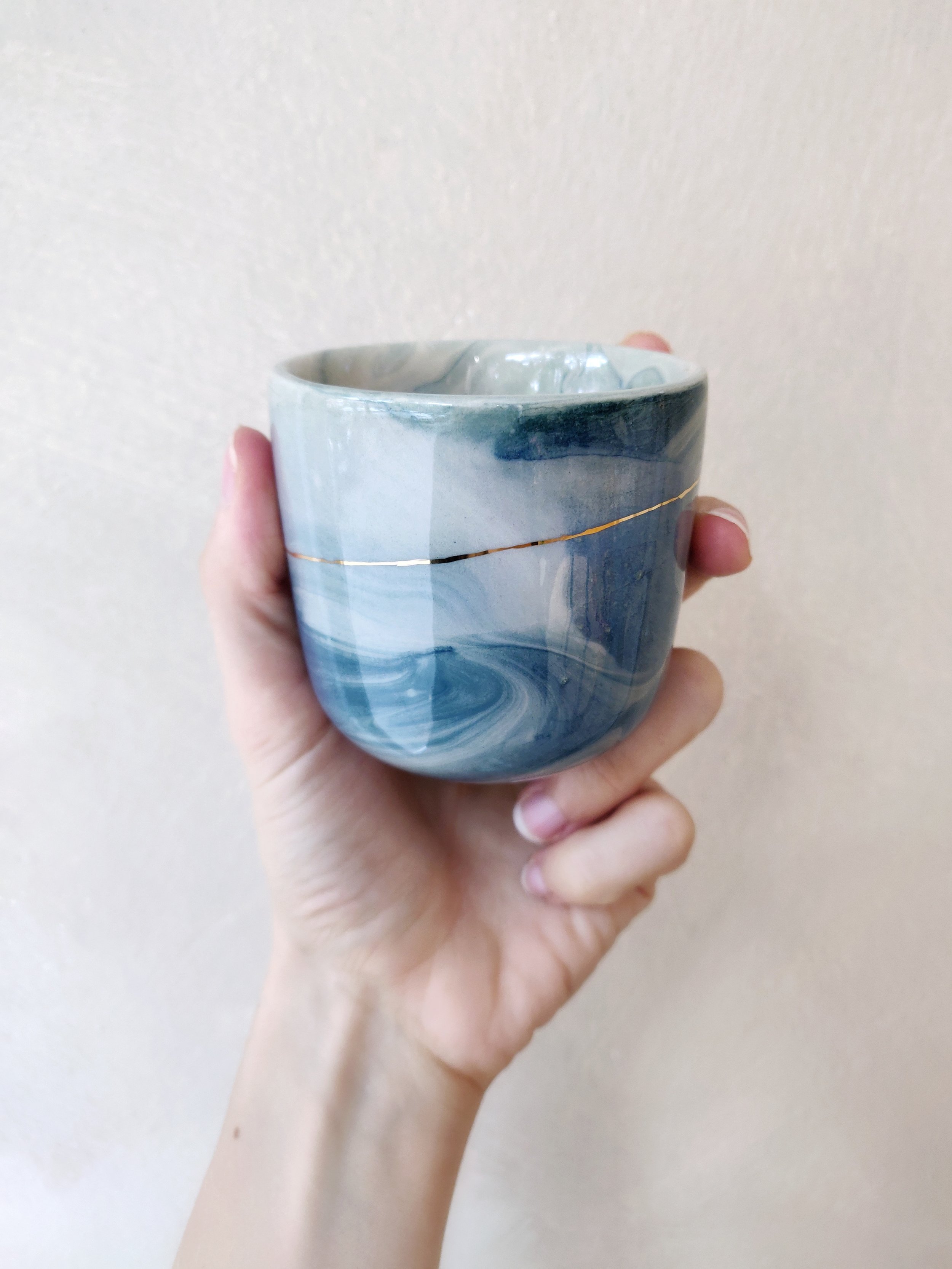 Marble Cup with Golden Line #3