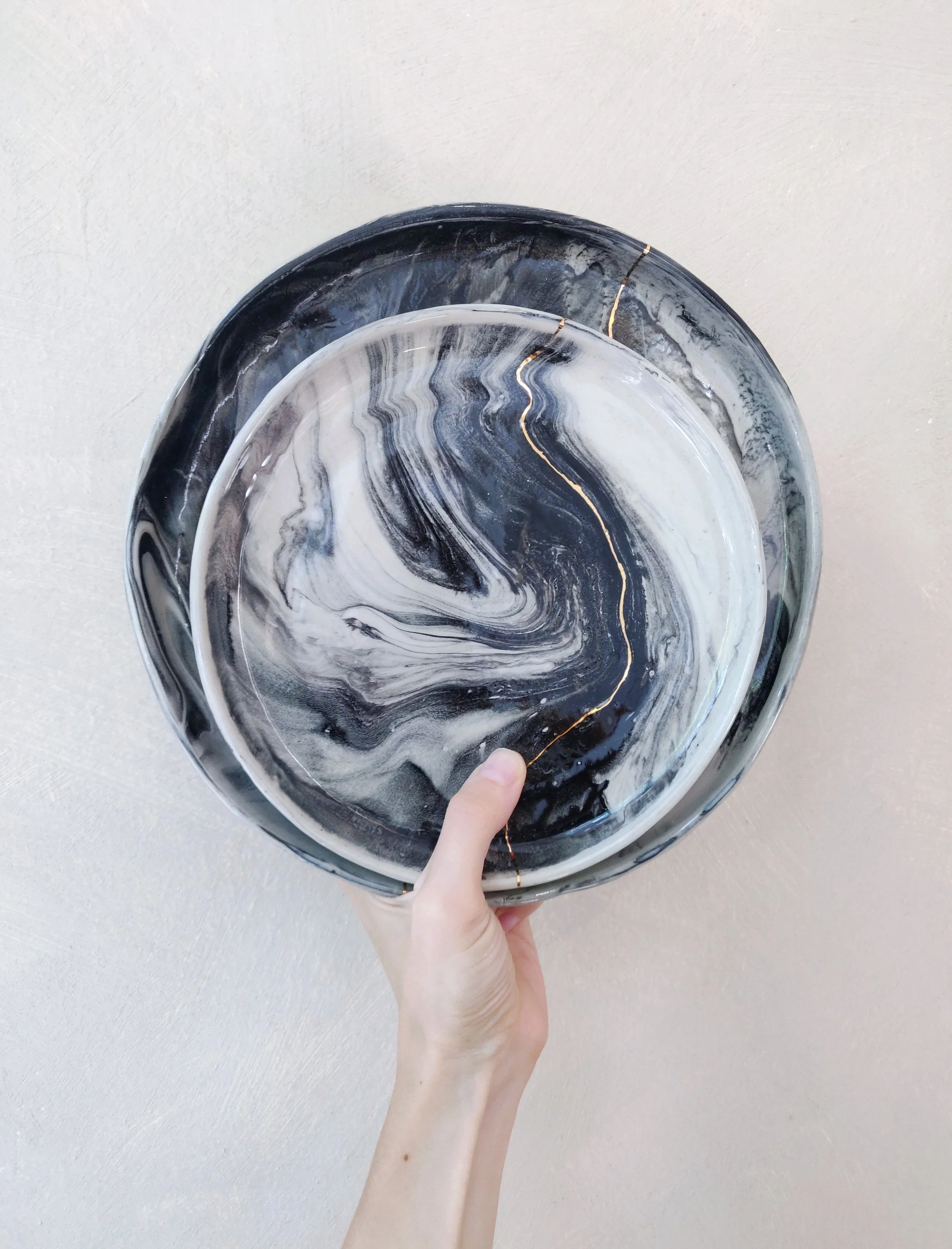 Marble Plates with Gold