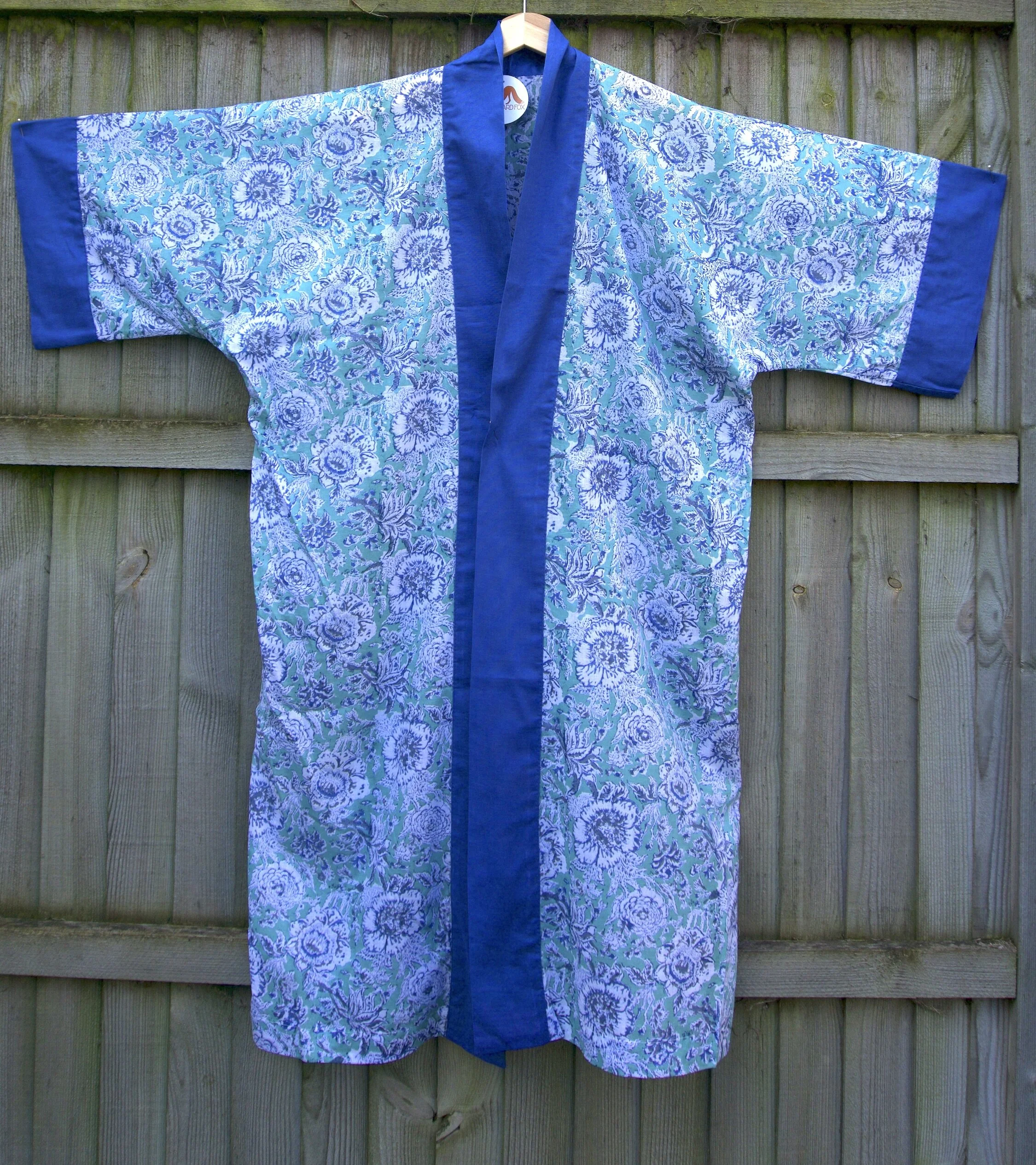 BLUE PATTERNED COTTON KIMONO (10251)
