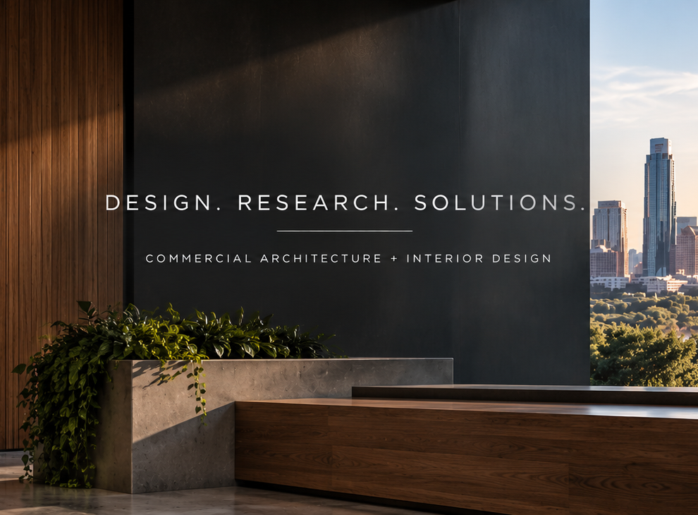 DRS Architects commercial architecture and interior design environment featuring the firm's Design. Research. Solutions. approach and Austin setting.