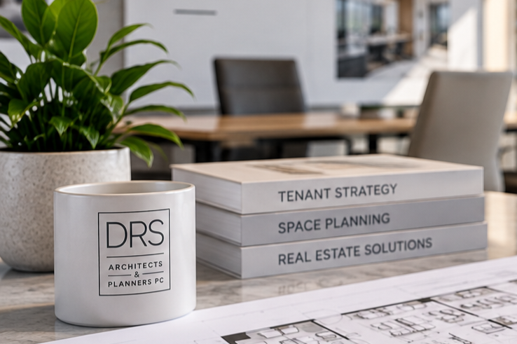 Commercial space planning materials illustrating tenant strategy, space planning, and feasibility analysis before a larger design effort.
