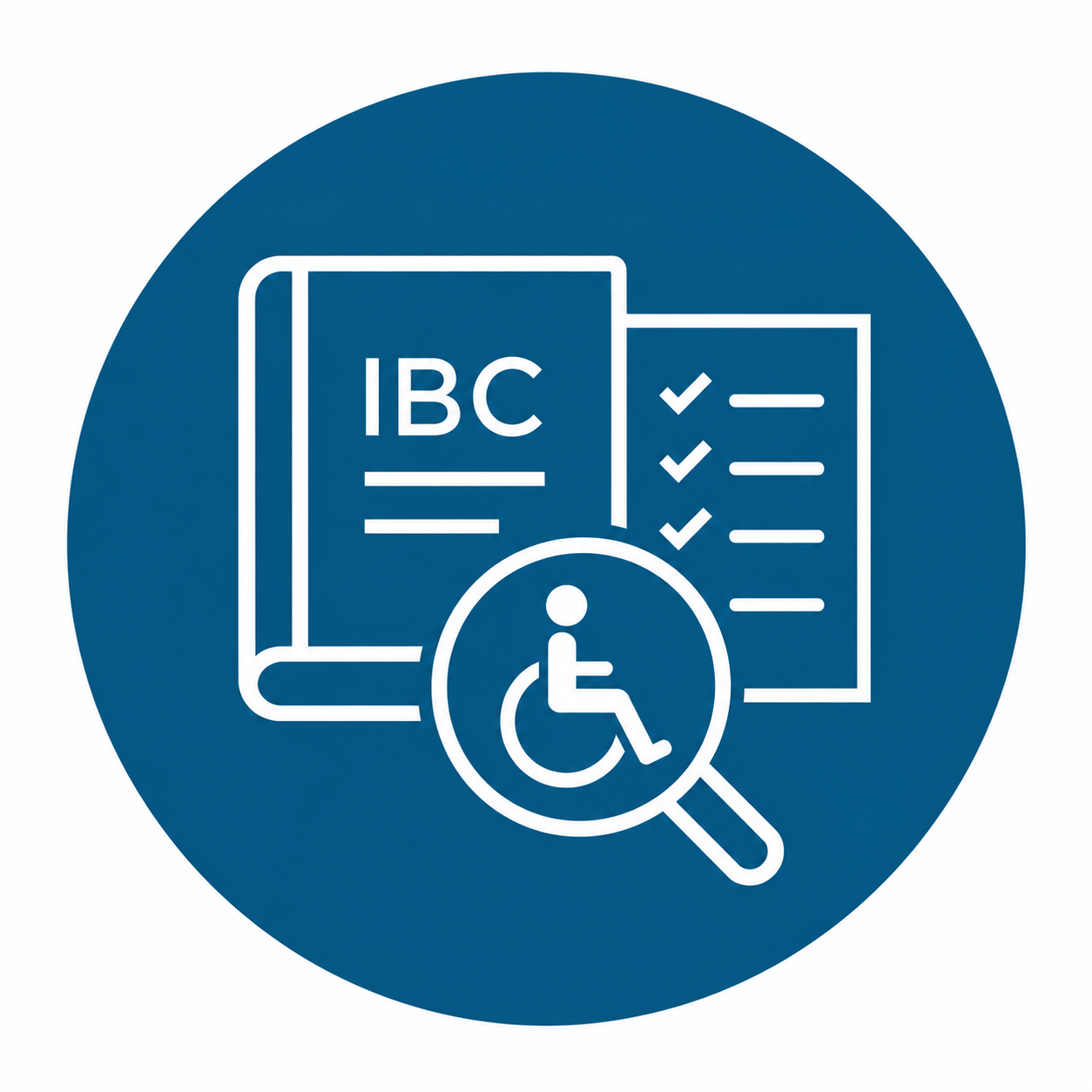 Icon representing preliminary building code, accessibility, occupancy, and regulatory analysis for commercial projects.