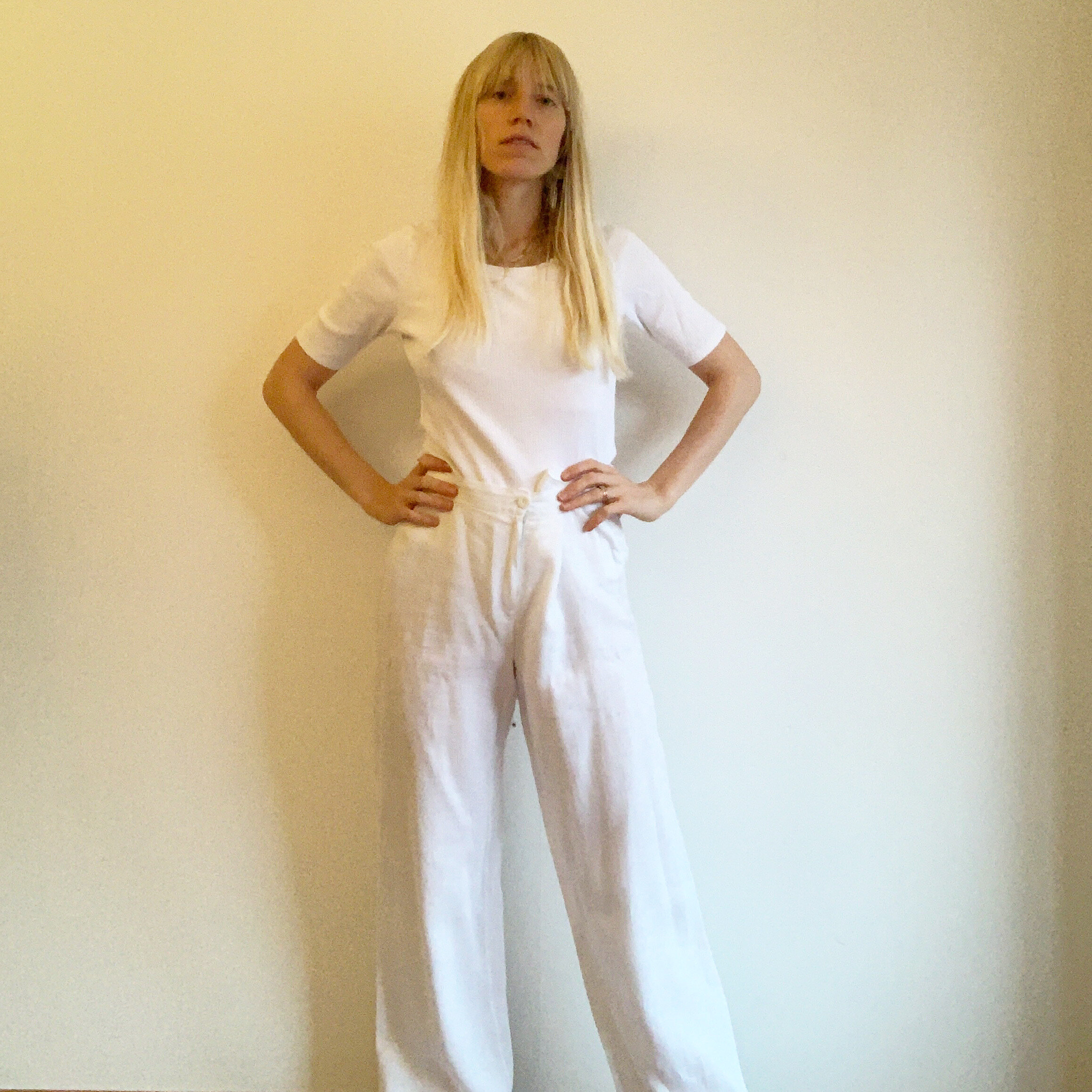 White wide Linen Pants