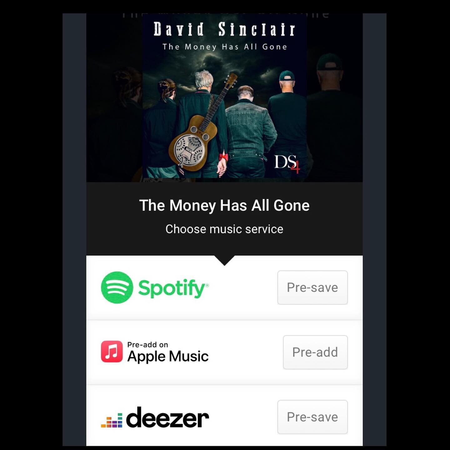 Our next single will drop this Friday, 16 December! 
Please pre-save if you can.
Thank you so much! 

*
*
*
*
#themoneyhasallgone #newsingle #ds4 #presave #spotify #applemusic #deezer #letloosefriday #thanksforyoursupport 🙌