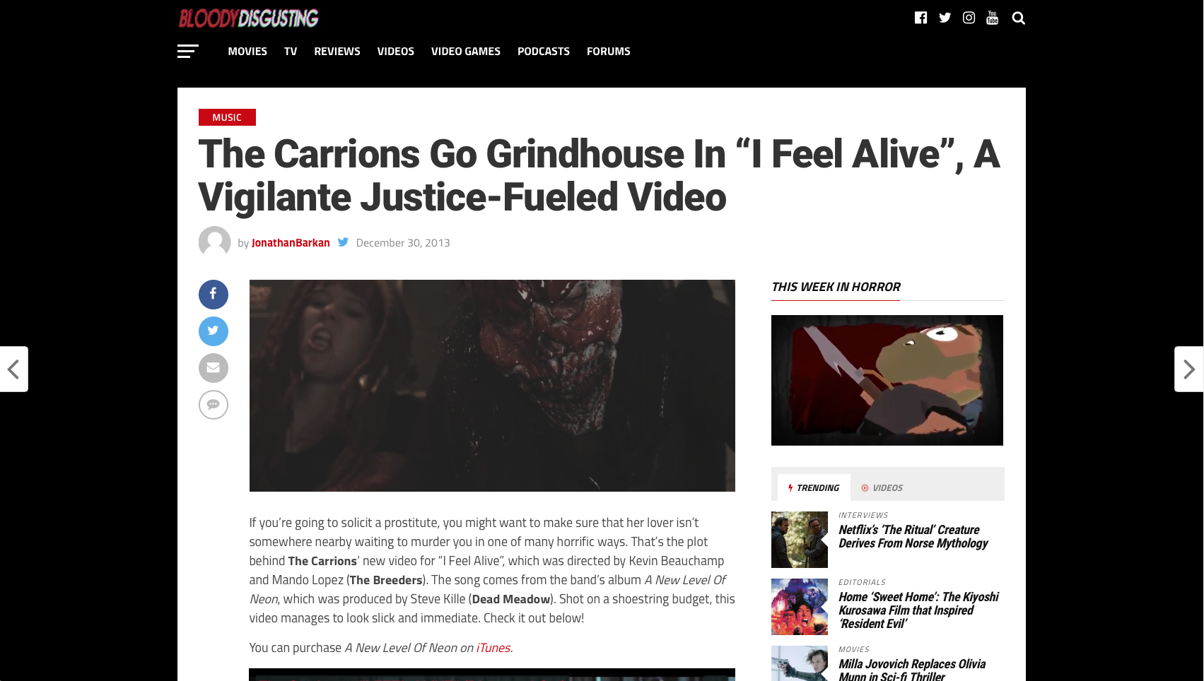 BLOODY-DISGUSTING.COM - I FEEL ALIVE