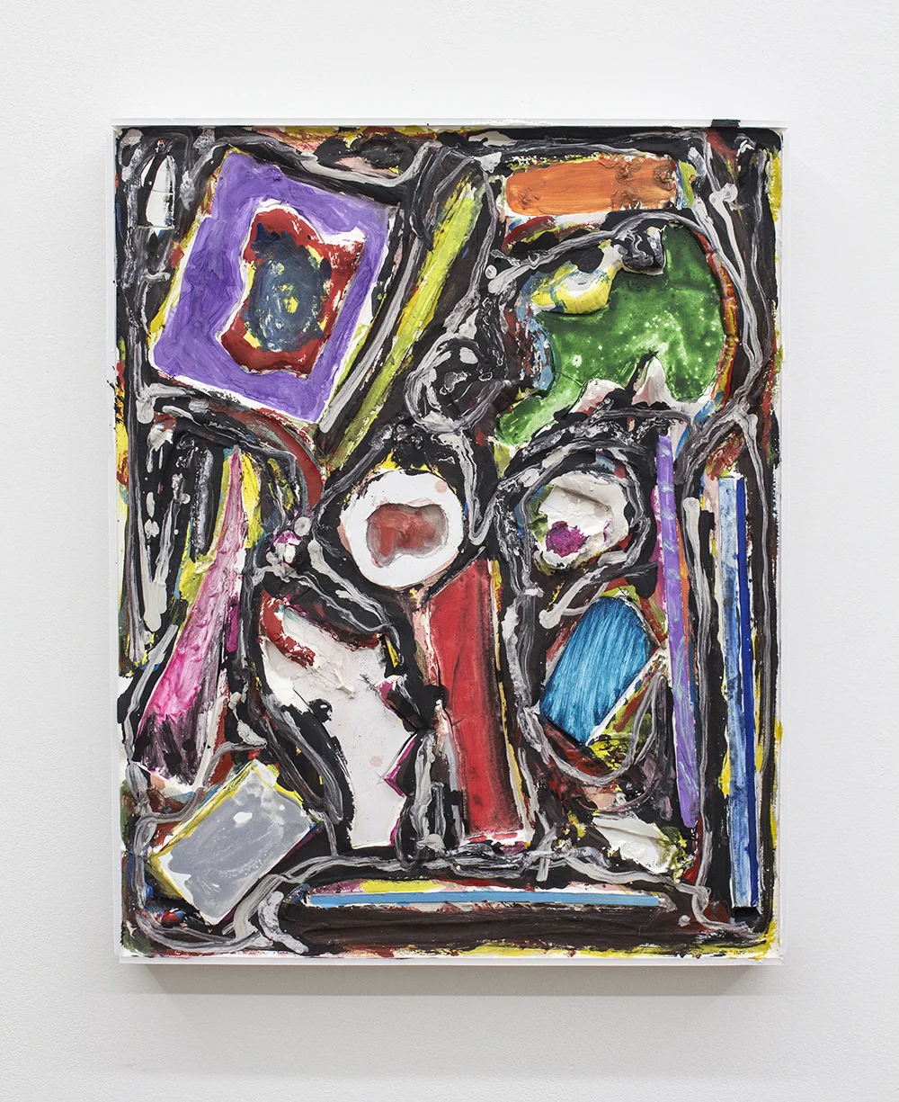 Untitled, 2016 Oil, acrylic, enamel, plaster and foamcore on panel 20 x 16 inches