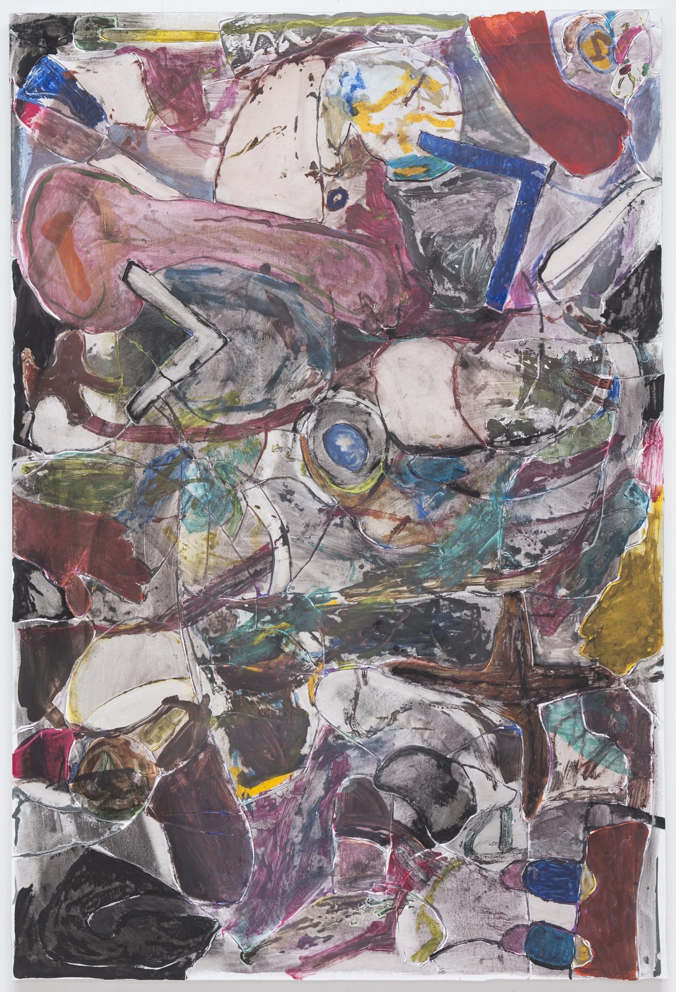 untitled, 2016 oil, acrylic, enamel and foamcore on canvas 48 x 32 inches