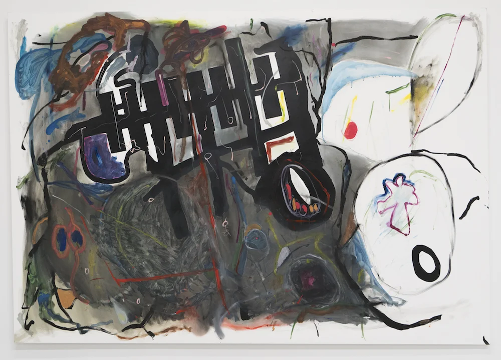 Barcode (flunky), 2018 oil, acrylic, enamel and vinyl on canvas 48 x 68 inches