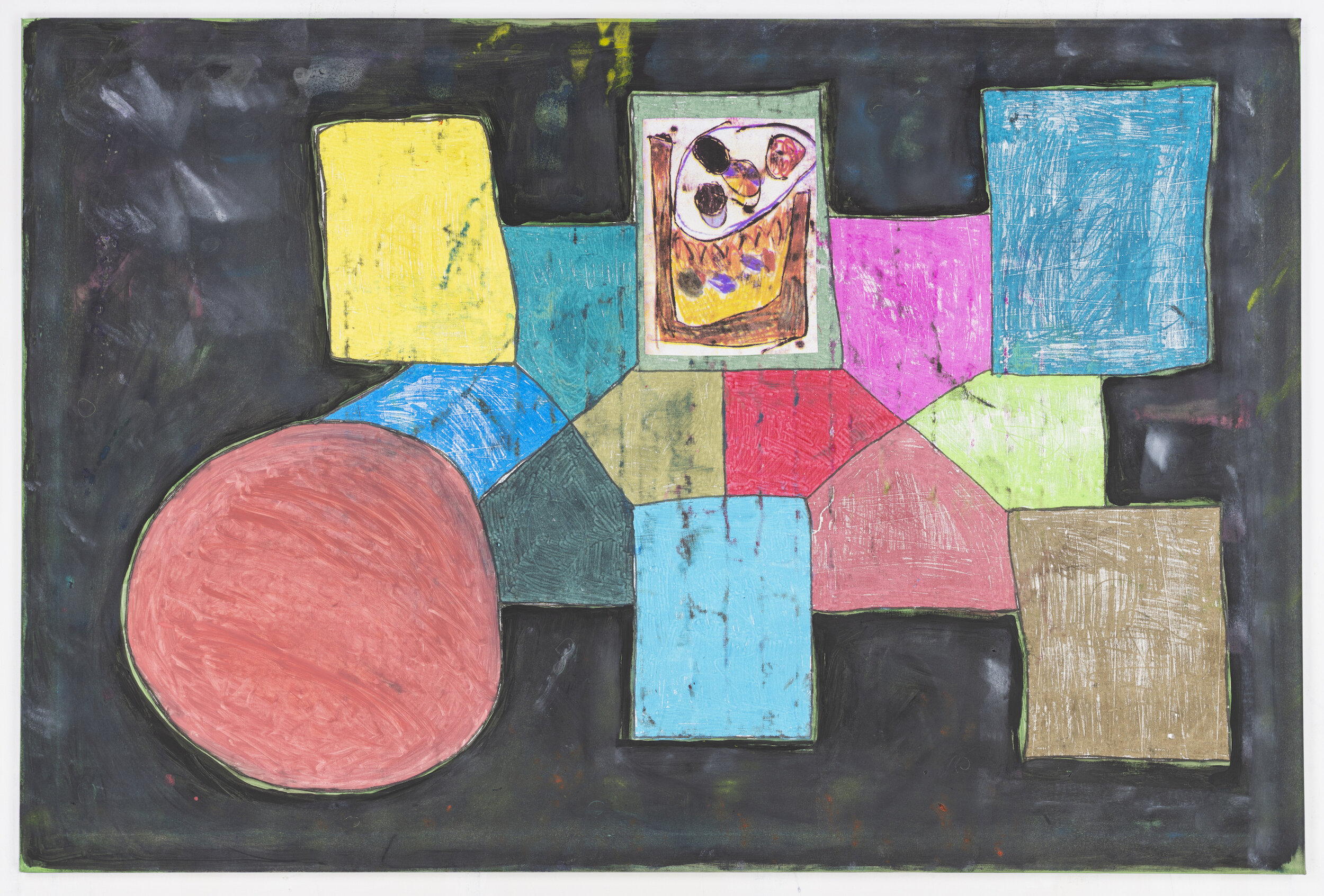 Torrents, 2019 Oil and silkscreen on paper on canvas 32 x 48 inches