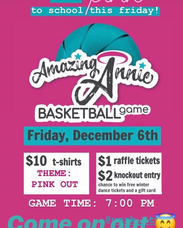 Hey Dukes .. come out this Friday @ 7PM for the Basketball game ! Make sure you wear your Pink to support Annie and the ALF😇💕 . Make sure to get a T-Shirt . Hope to see you there! 
#allergyawareness 
#anaphylaxisisreal 
#foreversweetannie