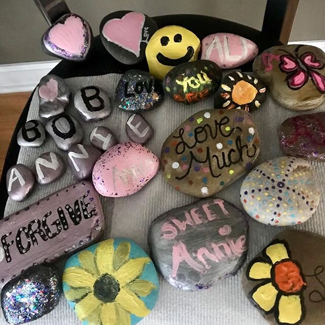 Robert , Taylor and I decided to do Arts and crafts today ! @boblegeree @taylo.or Rock painting 101.. lots of fun🙂 DM me if you need paints , brushes and sealant , happy to share . I took a trip to Michaels today ! Can&rsquo;t wait to put them by An