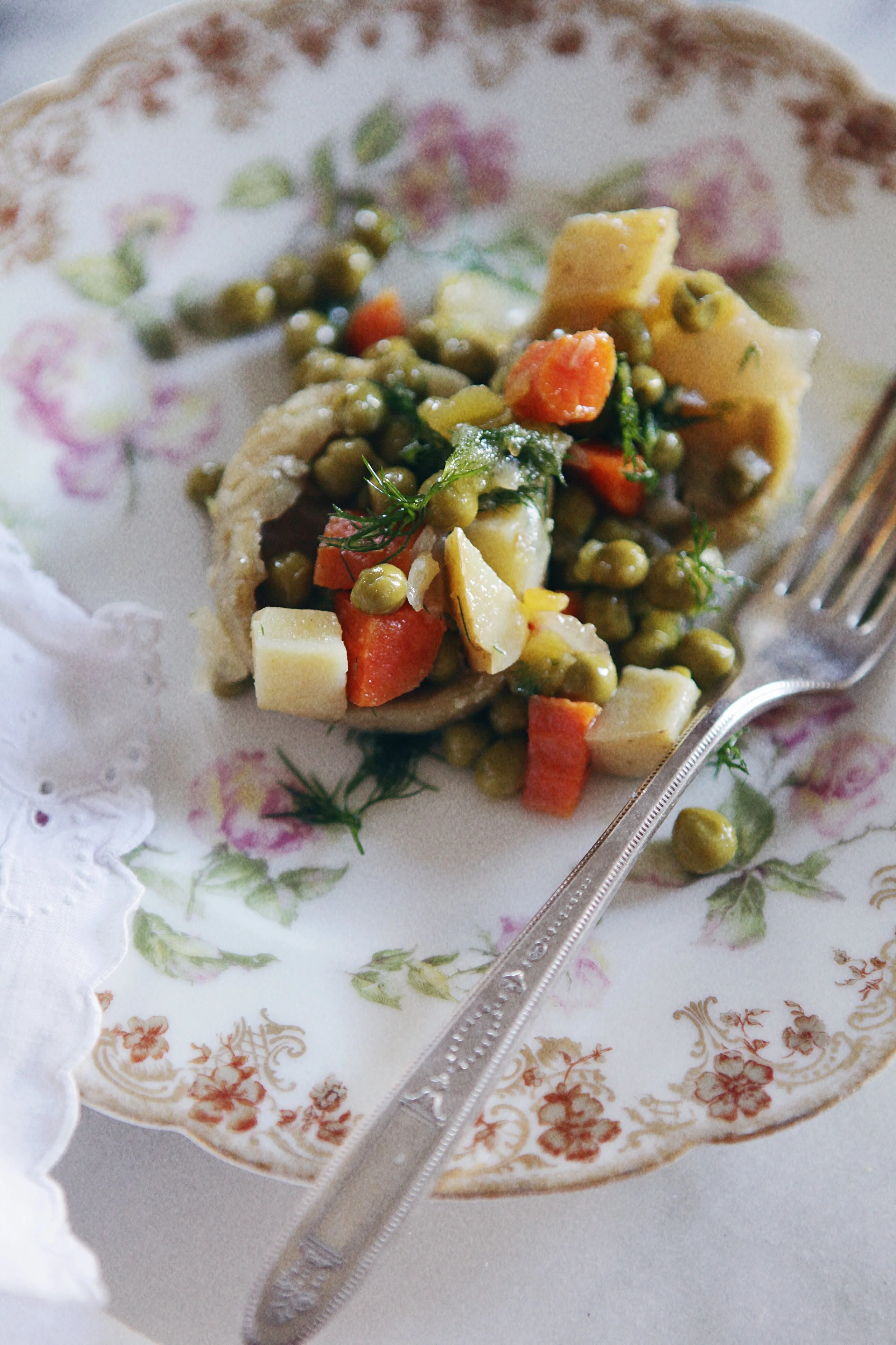 Turkish Braised Artichoke Hearts with Peas, Carrots, &amp; Dill