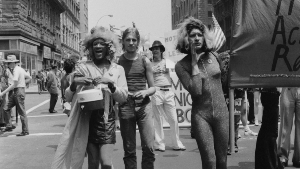 Marsha P. Johnson and Sylvia Rivera at the Christopher Street Lberation Day, Gay Pride Parade in New York City in June 1973. Photo: Leonard Fink.