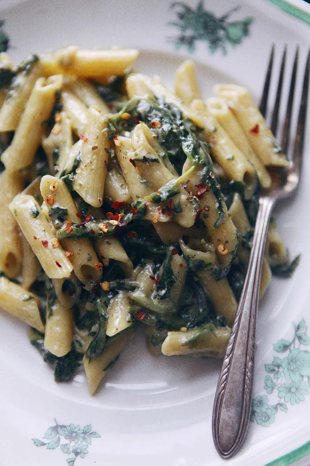 Gluten-free Pasta with Anchovy-Basil Butter & Kale