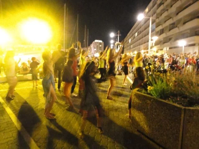 Zumba dancing on beach in Carnon