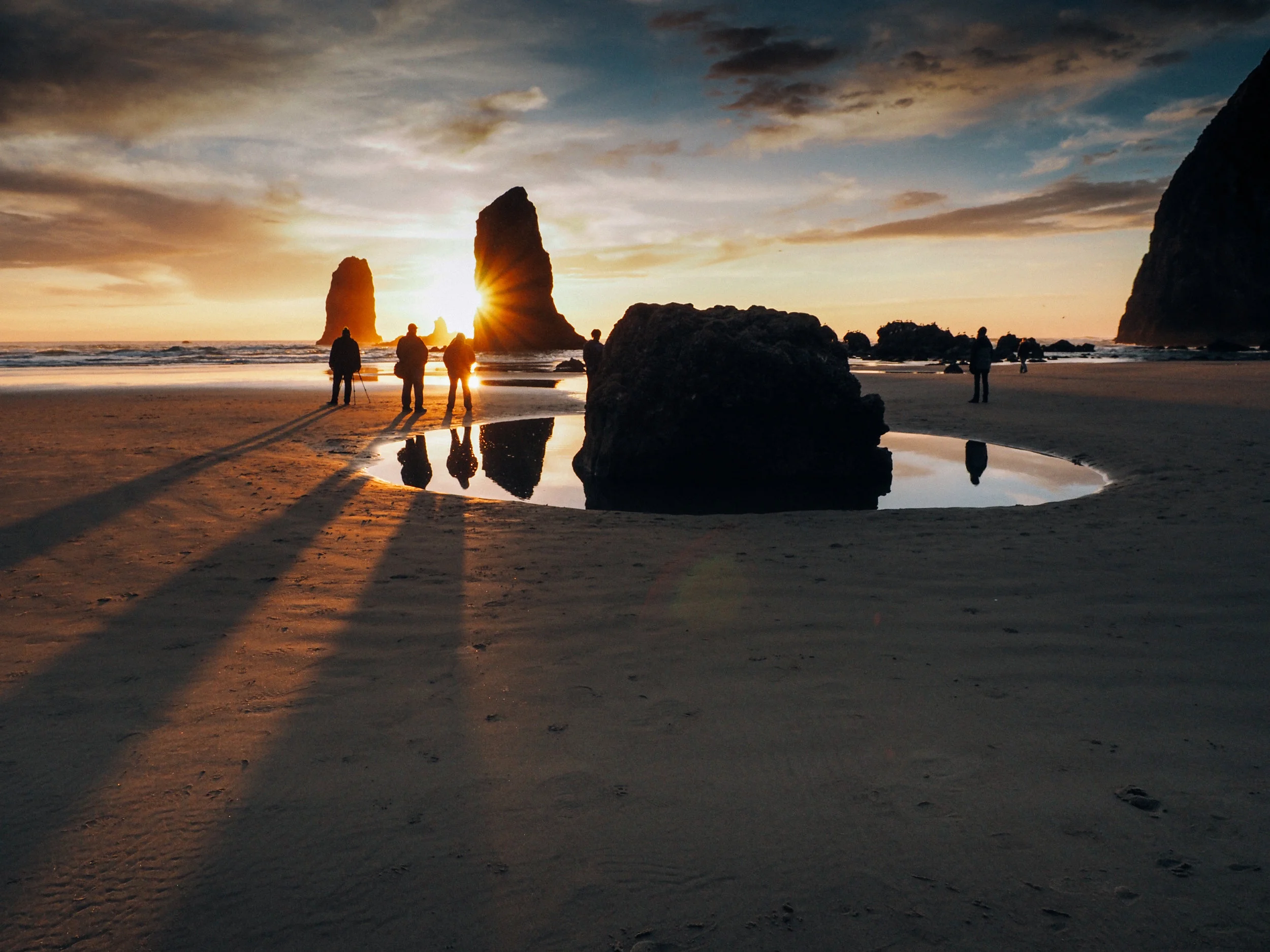 Sunset at the Needles & Haystack rock