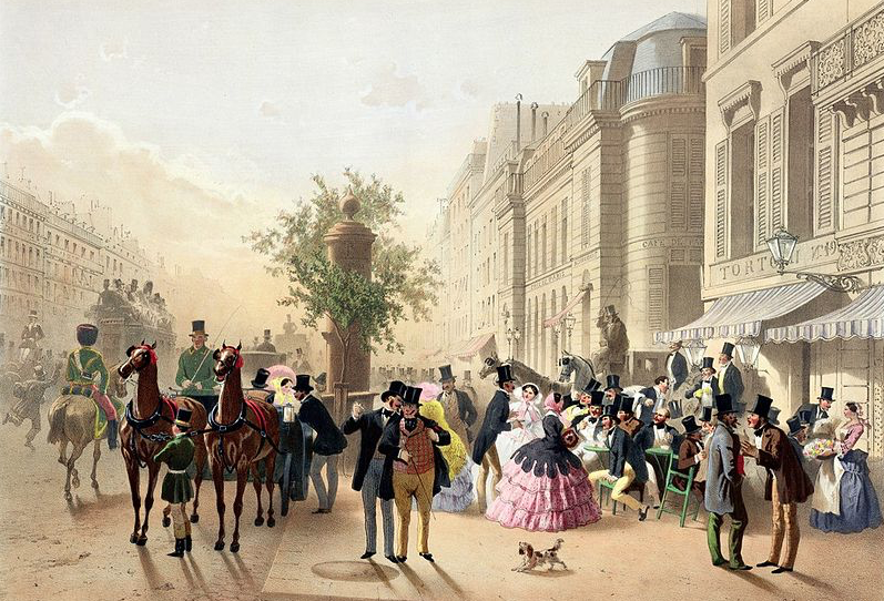 El Tortoni del Boulevard des Italiens, retratado promediando el siglo XIX.