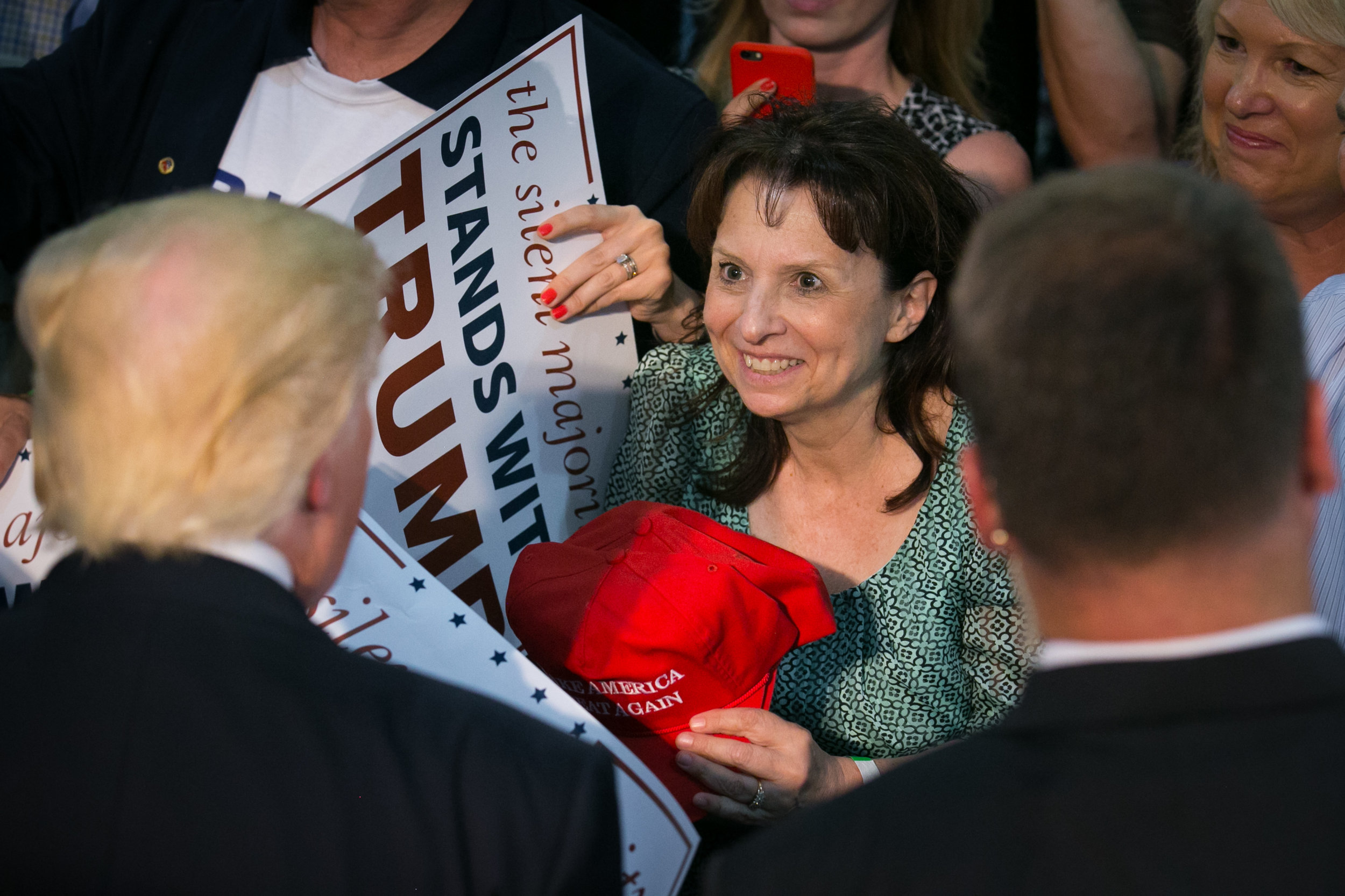  A supporter reacts to meeting Donald Trump at a campaign stop in San Jose, California 