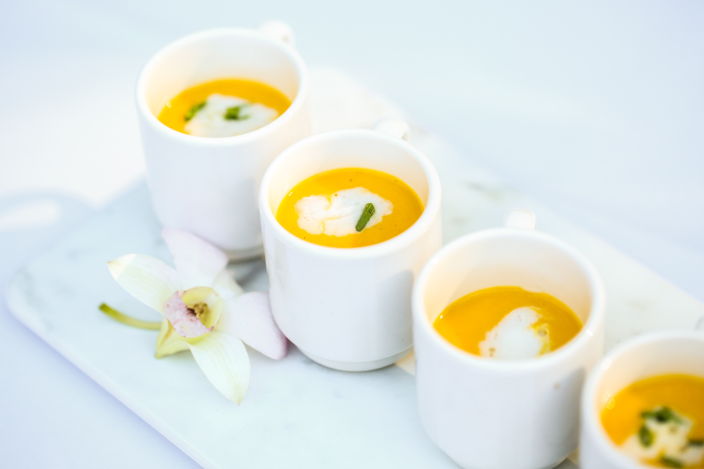  West Indian Pumpkin Soup Shooters with Coconut Cream 