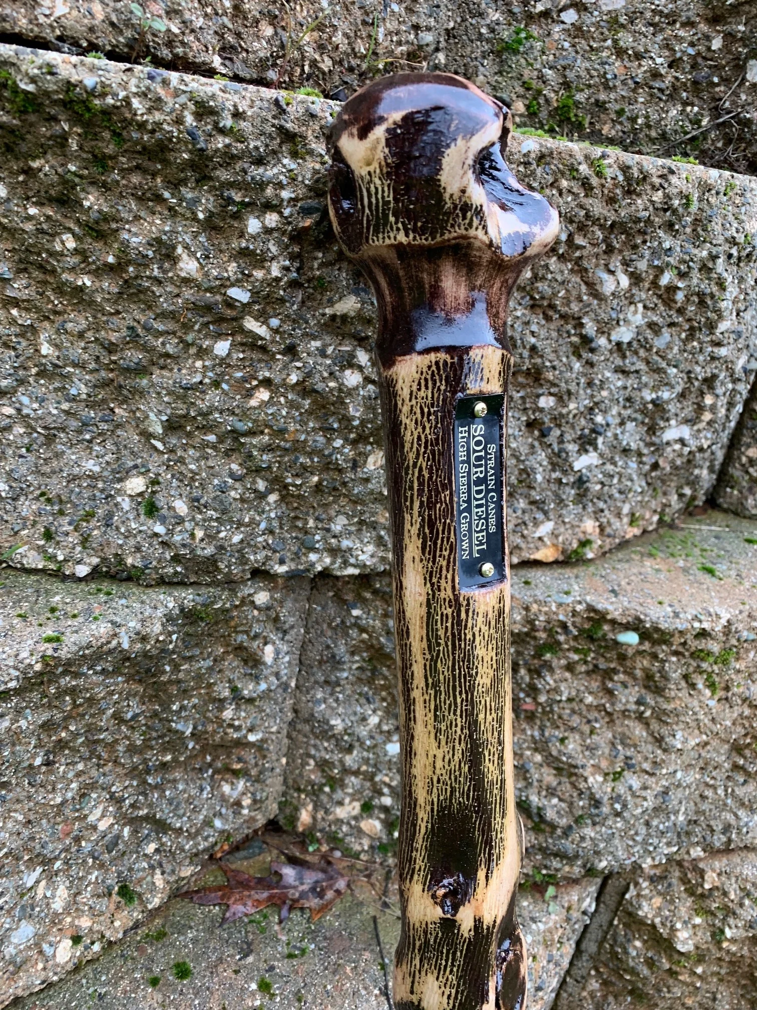 35'' Sour Diesel walking cane with organic handle