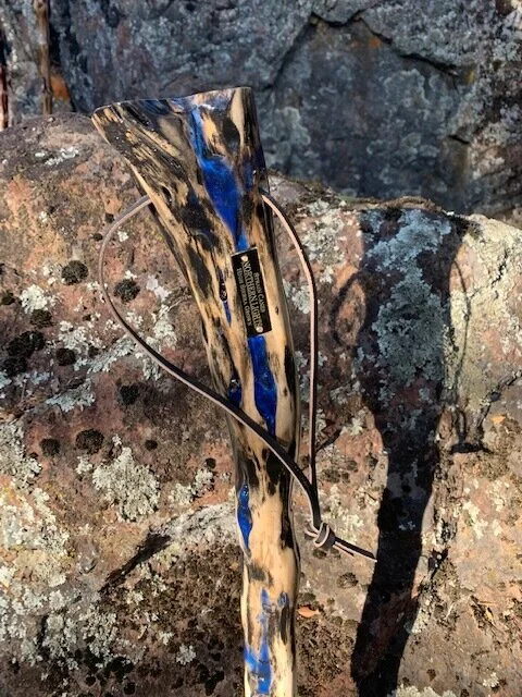 Northern Lights walking staff with inlaid epoxy