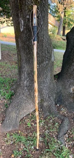63'' Blueberry walking staff with green epoxy.