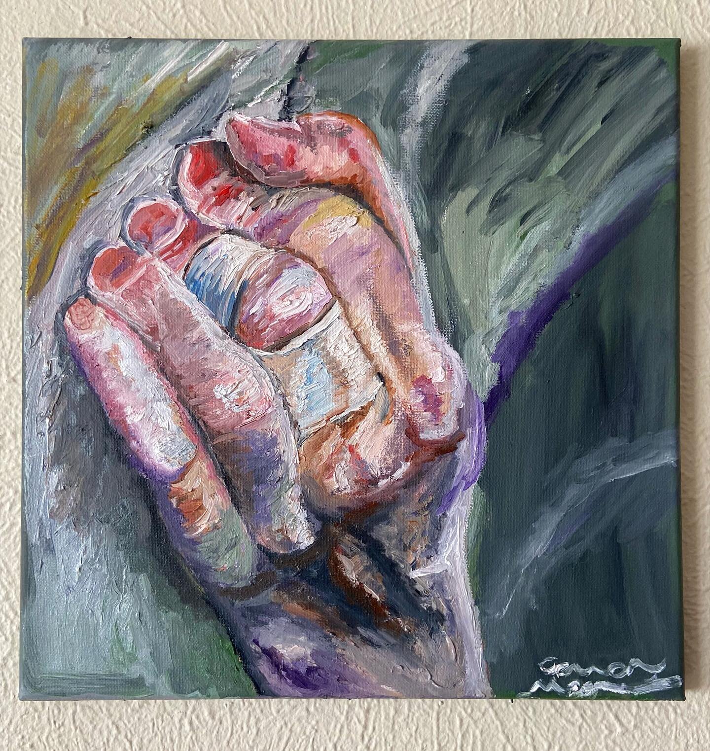 &ldquo;Crimpin&rdquo; 14x14. Oil on canvas. $250. My favorite thing to do while climbing. Link to purchase in bio. 

#climbingart #climbinglife #rockclimbingart #climbingartist #climbingpainting #climbingartcollective #climberart #crimping #crimp #sp