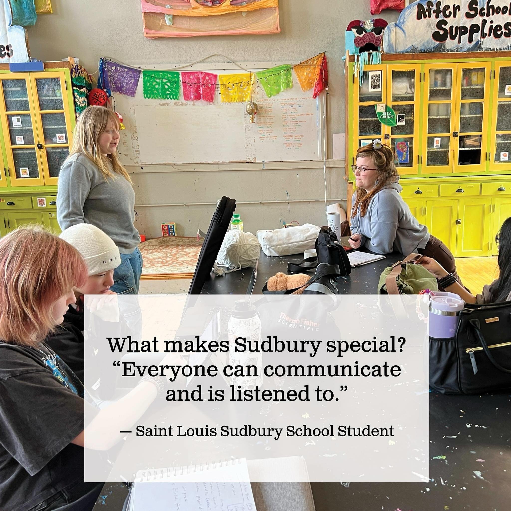 We asked a Sudbury student what makes our school special. They said, &ldquo;Everyone can communicate and is listened to.&rdquo; 💙 

Give STL Day is tomorrow! 🎉 Please consider making a tax-deductible donation to help support our school&rsquo;s Tuit