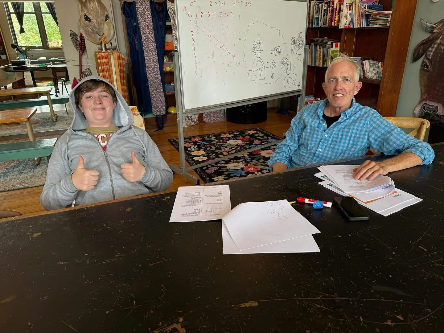 A few Sudbury students are interested in taking the high school equivalency test in the next couple of years, so they requested some help with math. Students started looking at practice tests, figuring out what they already know, exploring a handful 