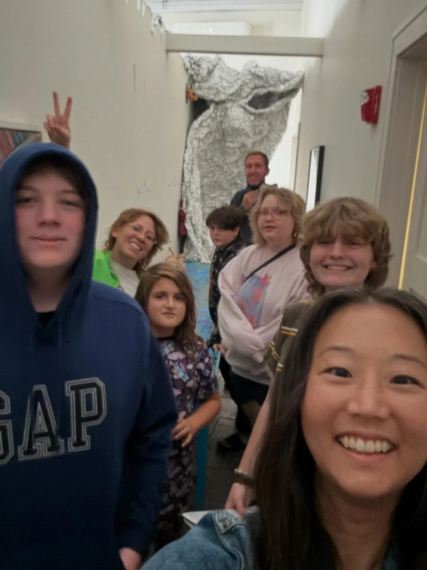 Sudbury Safety Committee (student led) and staff walked us through a tornado drill recently! 🌪️ We had conversations about what the siren will sound like, what the sky might look like, where to go, the @intersectartscenter staff we might see, the me