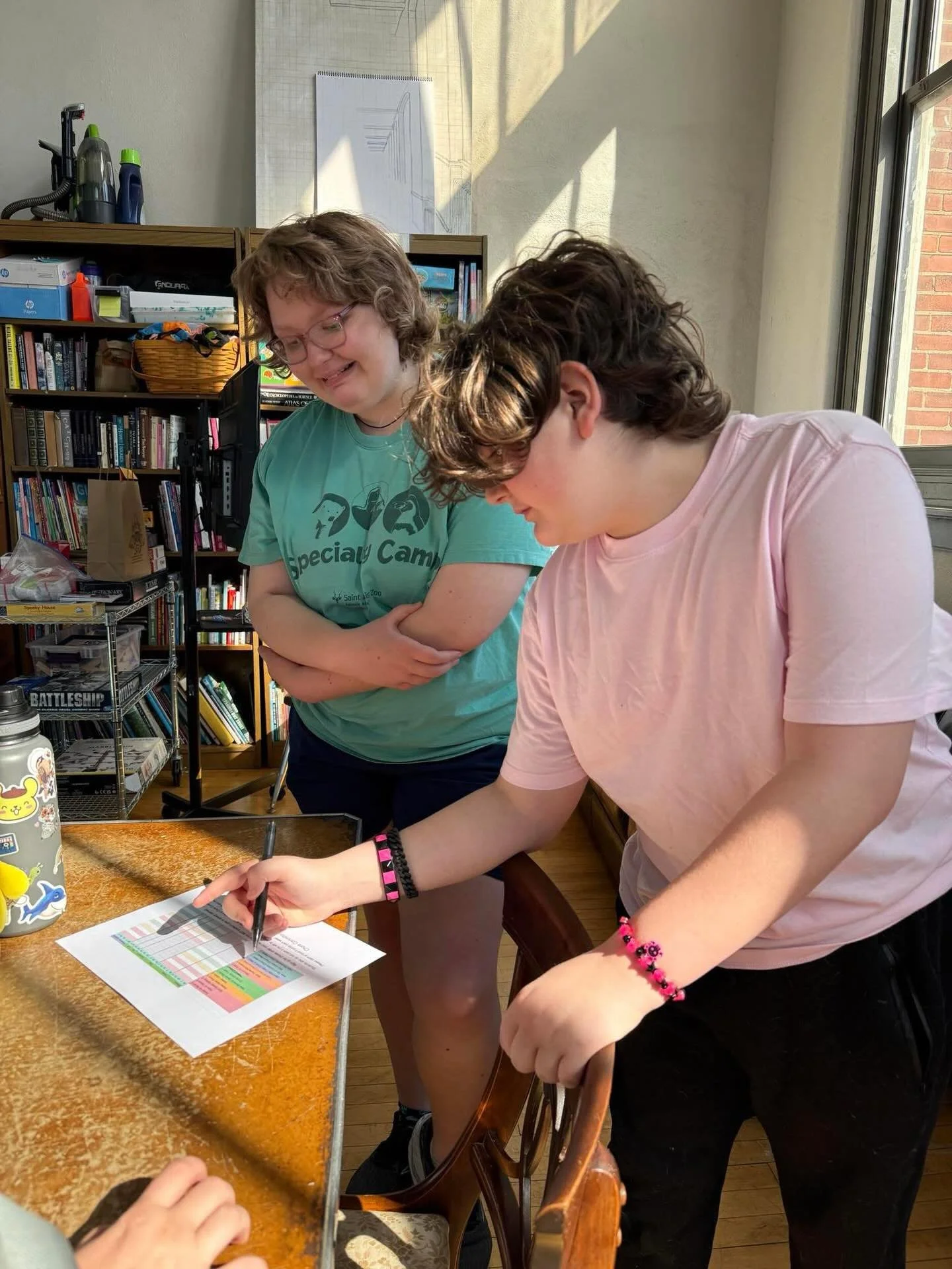 Student-led Chore Committee met recently to discuss how to adjust the weekly chore sign up sheet since we have more part-time students than we did earlier in the year. They talked about what tasks need to be done daily; which ones can be done 1-2 tim