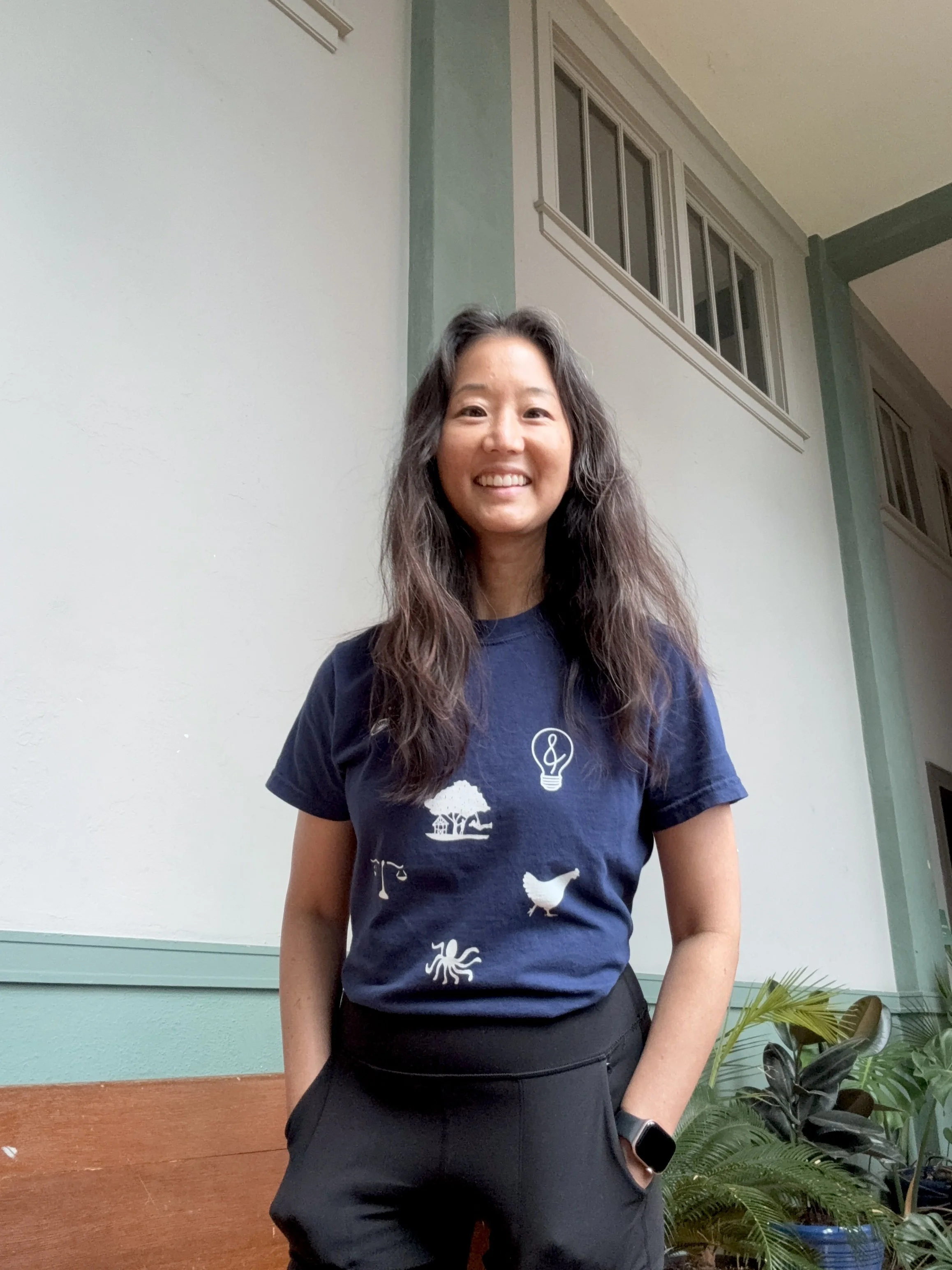 Jennifer wearing her new Arts &amp; Ideas t-shirt