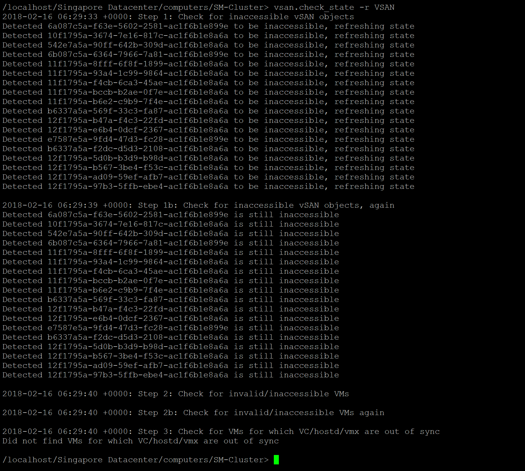 List inaccessible objects in the cluster