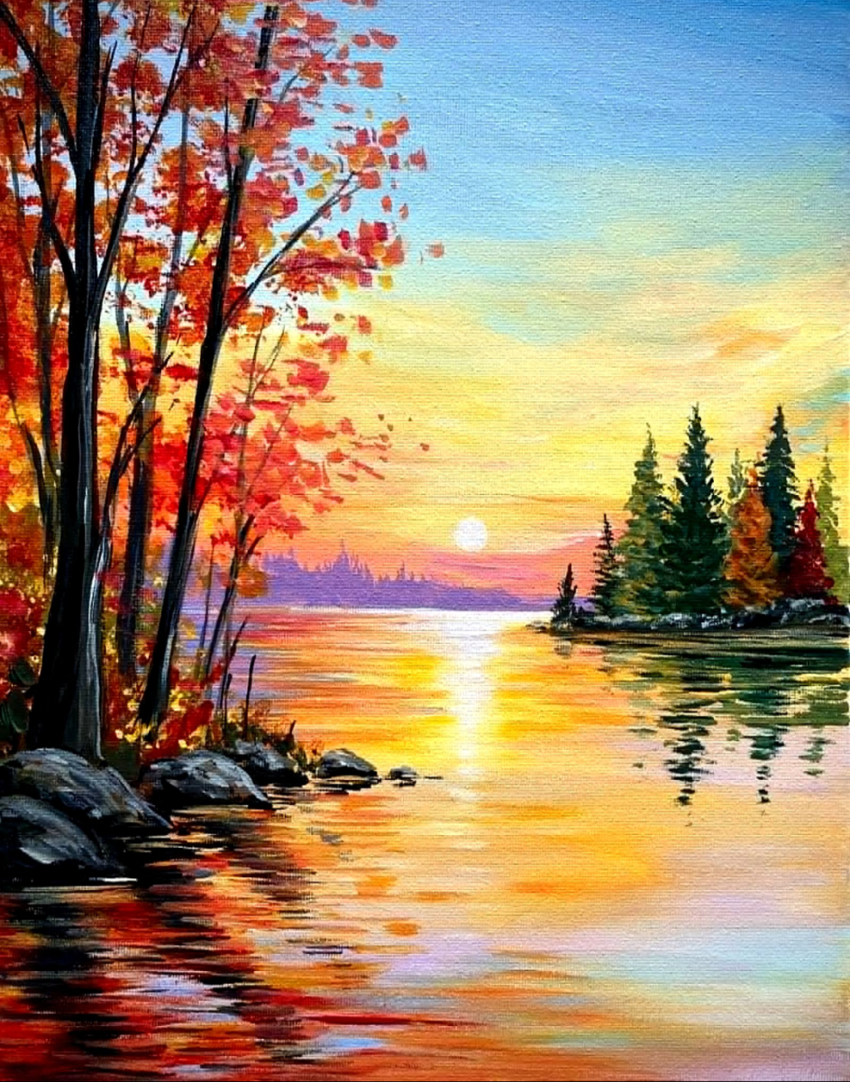 Autumn Lake Sunset 10/23/26 *Event by Stir Up the Paint NH*
