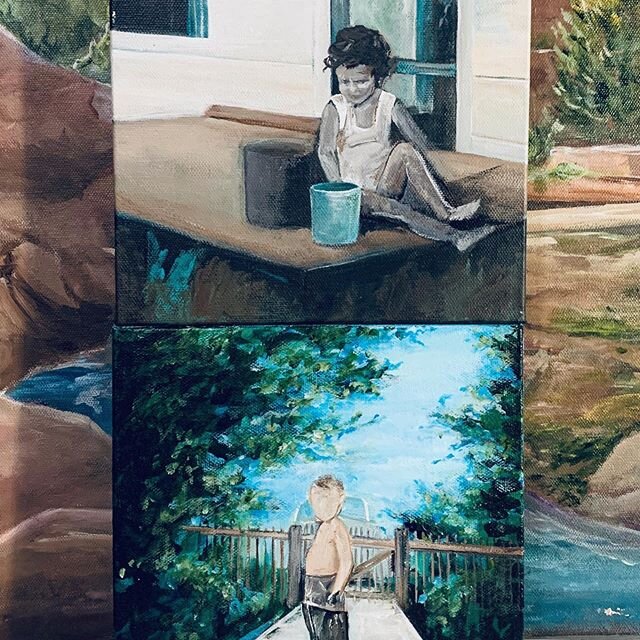 I&rsquo;m working on these two little paintings, and the one behind them...I&rsquo;m also tired, bored, and have a stupid fever. I study...I nap...and I sit here... &bull;
I know that I am very blessed. I know that. I know that I should feel that I c