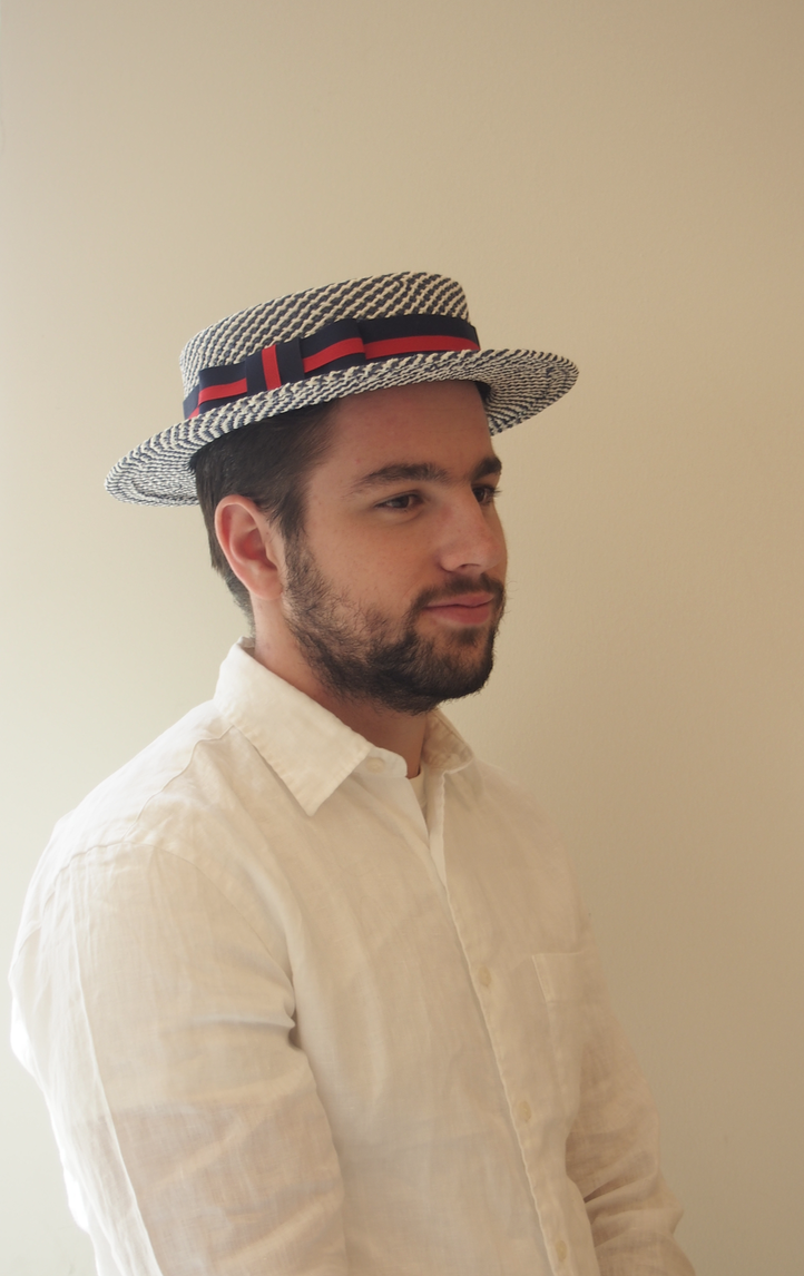 blocked straw men's boater