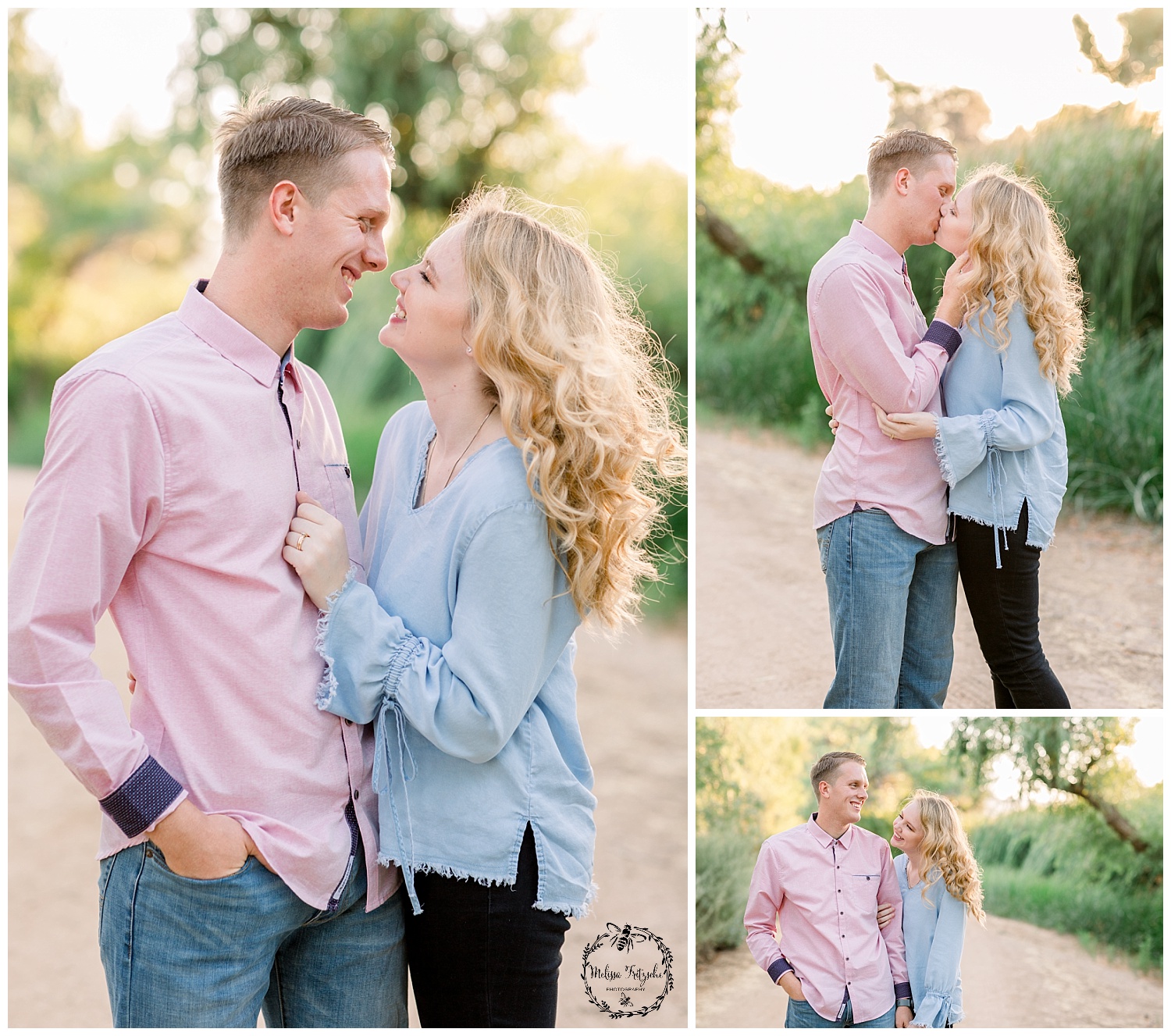 What to wear to your enggement session. Chambray top and pink button down. Engagement session in Tucson, Arizona by Tucson Wedding Photographer Melissa Fritzsche Photography.
