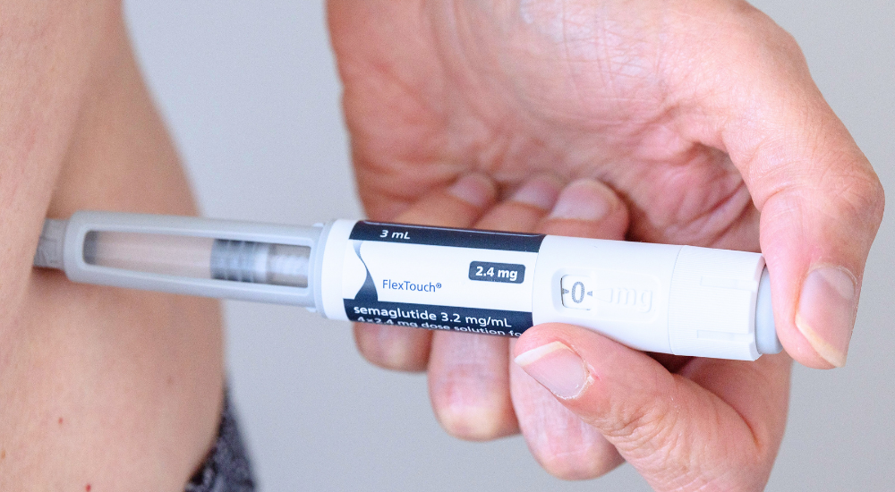 Close-up of Wegovy, a weight loss injection administered into the abdomen for appetite regulation and medical weight management