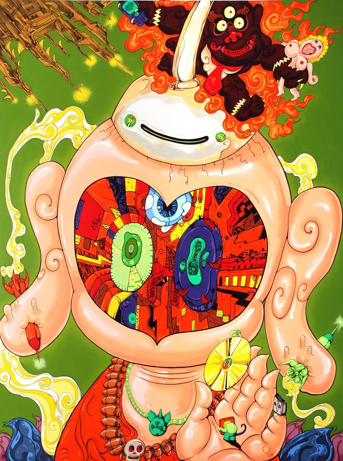 X-Monkey × Buddha, a 2009 acrylic painting that inspired Cyber Buddha