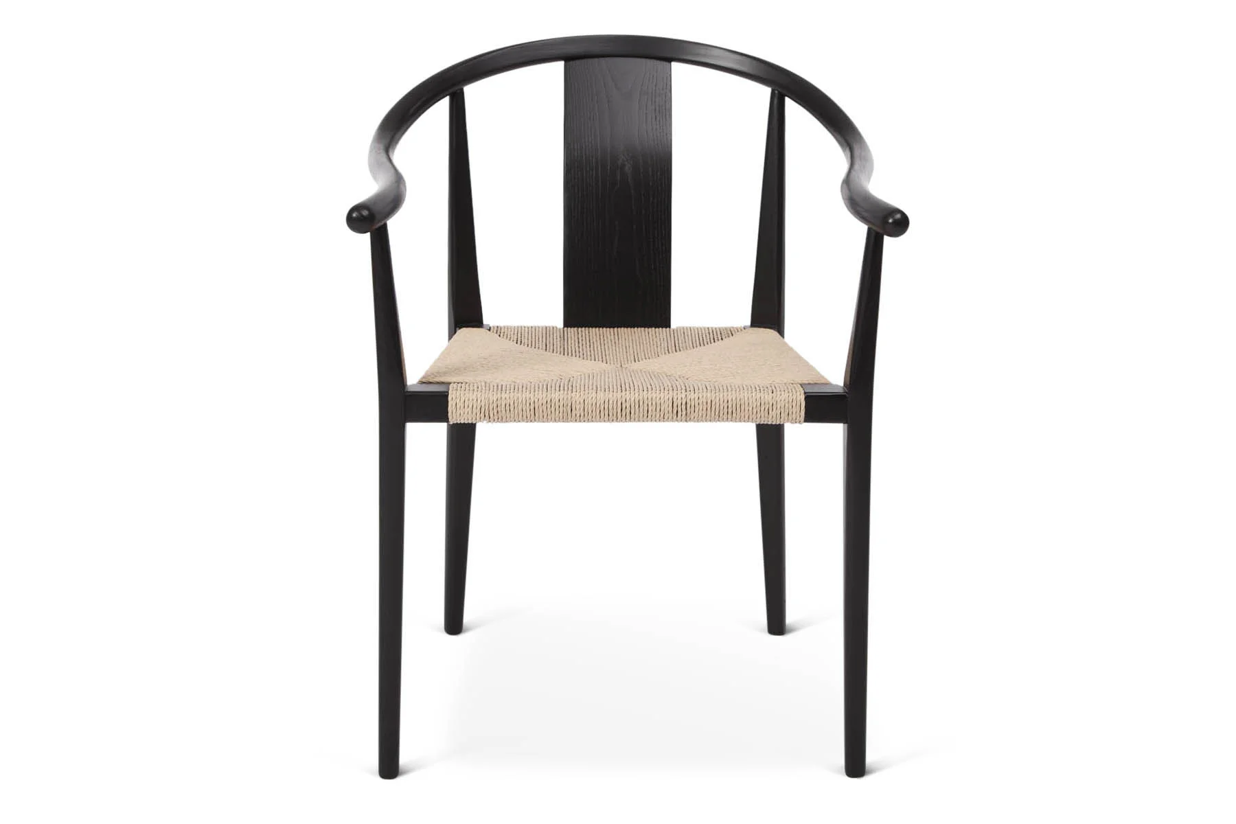 Shanghai Dining Chair, Papercord, Black-Natural, Front.jpg