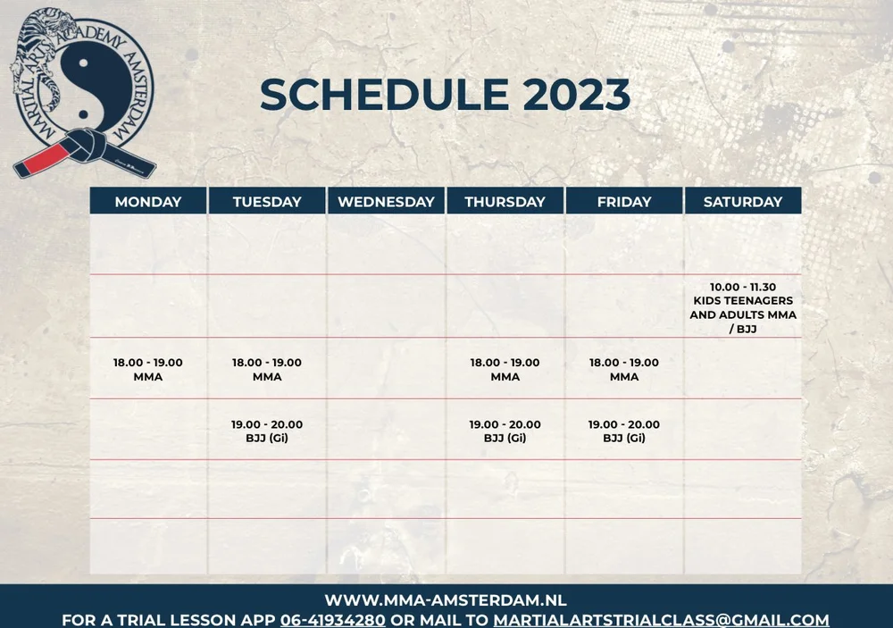 Schedule — Martial Arts Academy Amsterdam
