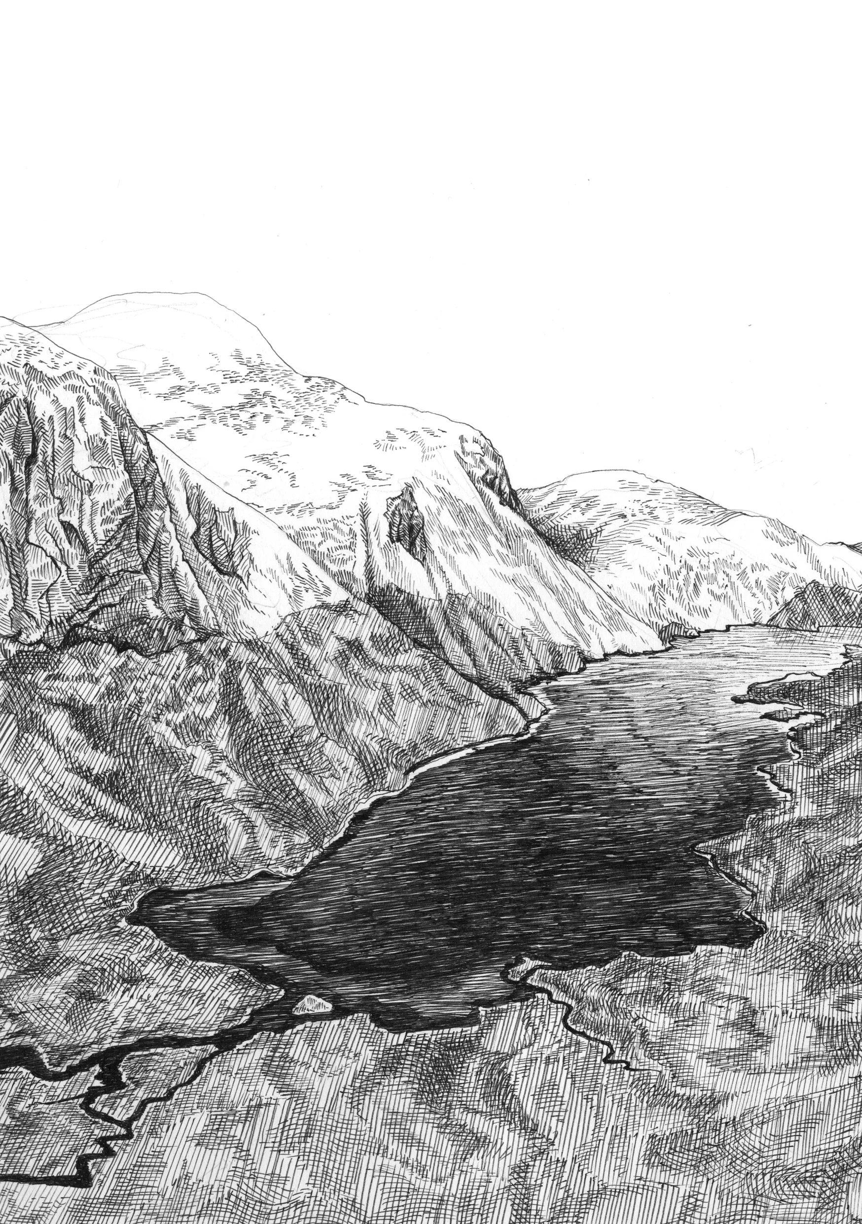 Loch Avon, Scotland, Pen and Ink Drawing