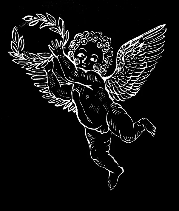 Pen and Ink Cherub Drawing