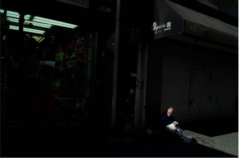 Homeless man and his dog, NYC, 2016