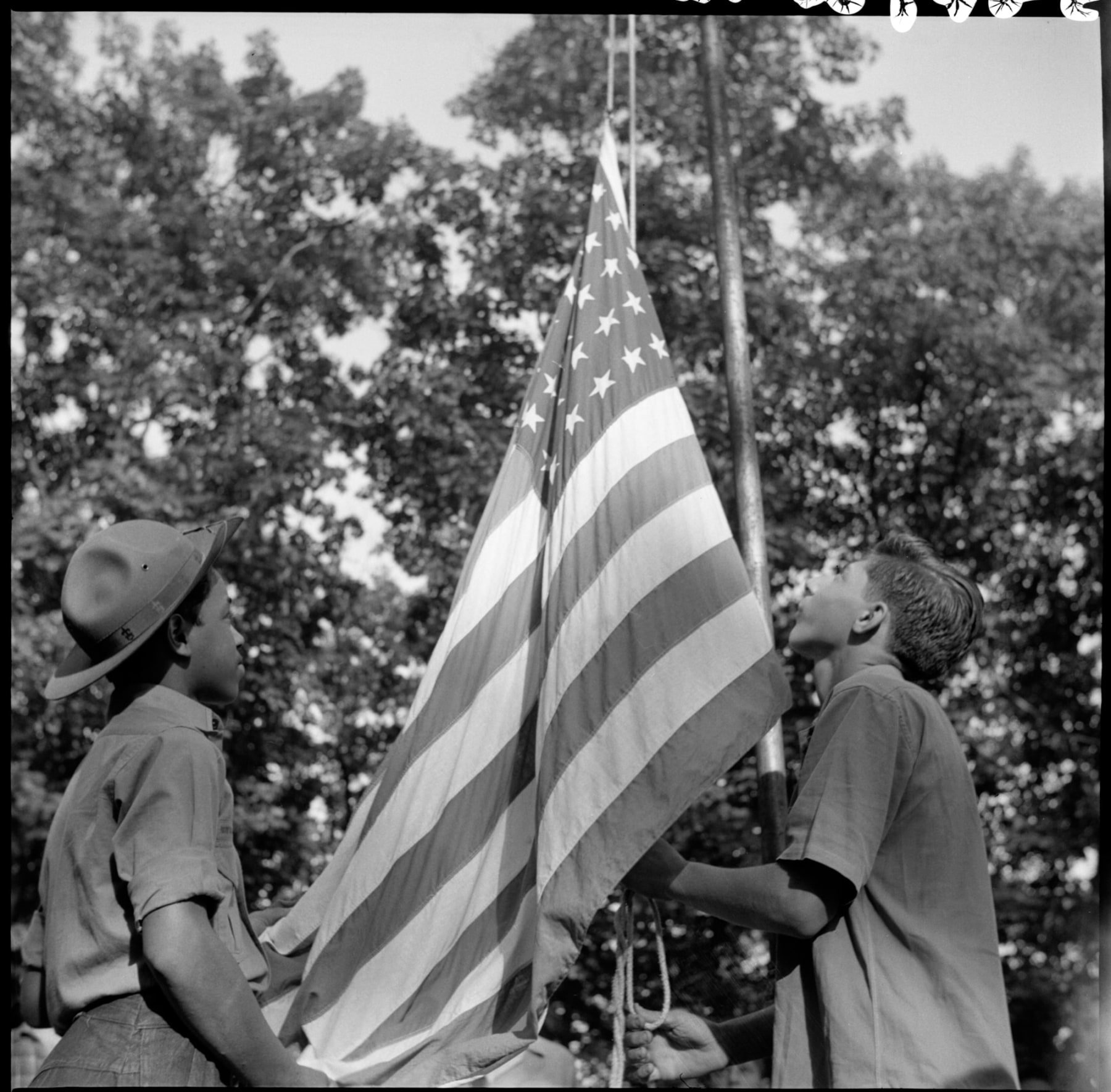 Raising Old Glory, Southfields, New York, 1943.jpeg