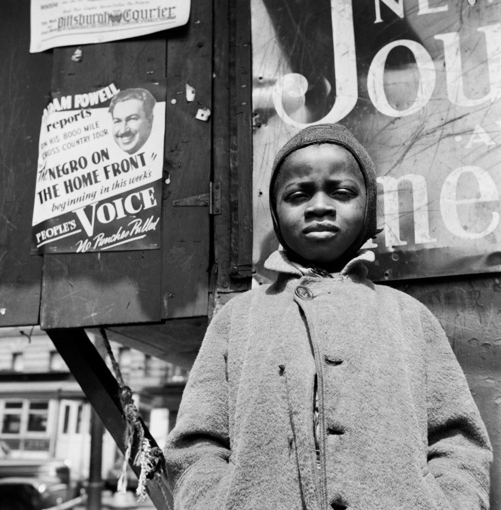 Harlem Newsboy, Harlem, New York, 1943