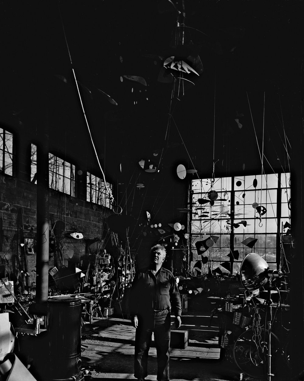 Alexander Calder in His Workshop, Roxbury, Connecticut, 1952