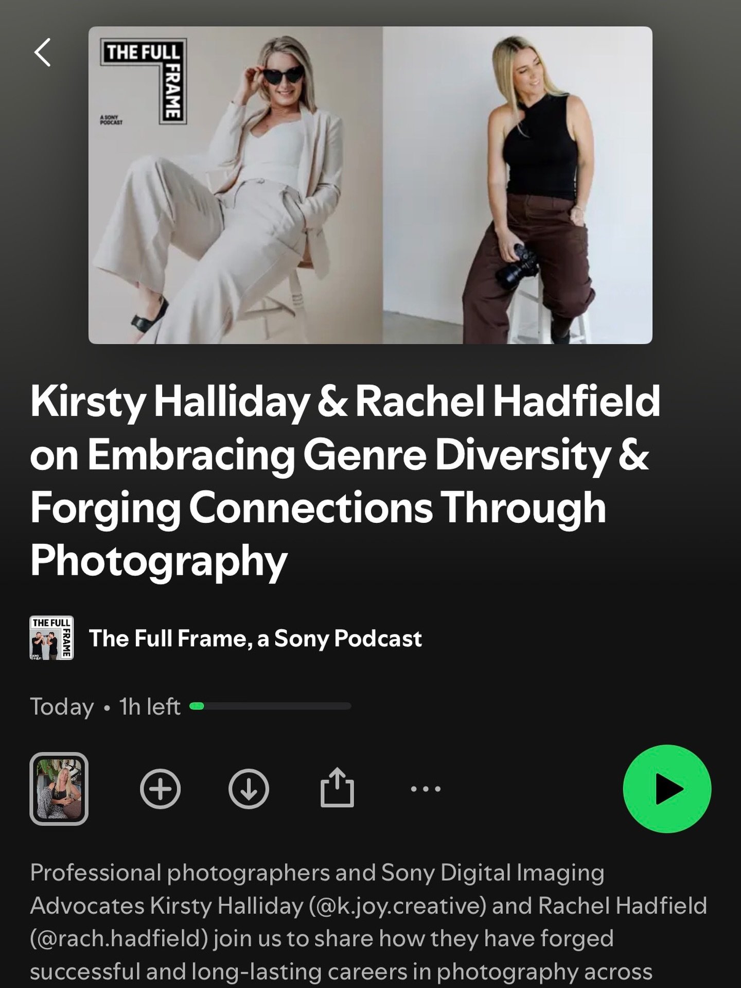 @rach.hadfield and I had the pleasure of being part of the @sonyalpha.anz Full Frame Podcast last month - released today on Spotify! 

Hear about our journeys and what&rsquo;s important to us as we navigate life&rsquo;s challenges and blessings! 

ht
